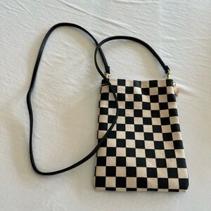 Clare V Checkered Black and White Poche